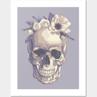 Skull With Flower Crown Posters and Art